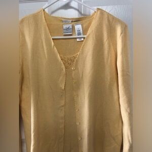 Emma James butter Yellow Cardigan Sweater and tank top set M/L